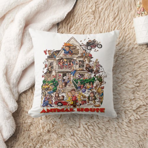 Animal House Delta House Drawing Throw Pillow