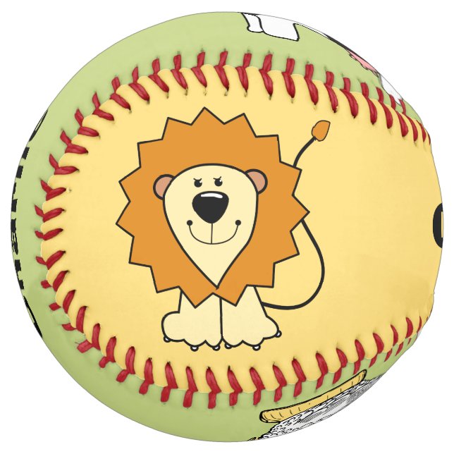 Animal illustrations custom name kids' softball (Front Left)