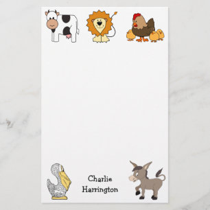 Animal illustrations custom name kids' stationary stationery