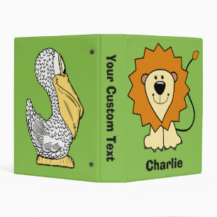 Animal illustrations custom text kids' binder