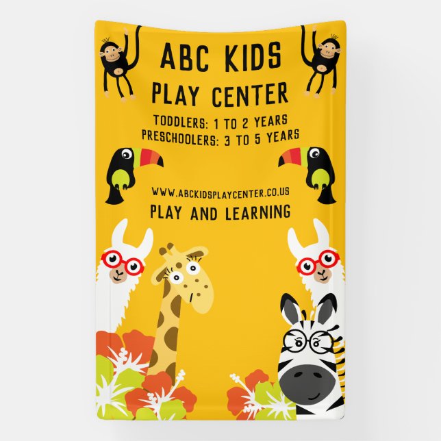 Animal Jungle Safari Play Center Banner (Vertical)