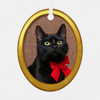 Animal Keepsake Modern Gold Customized Photo Oval Metal Ornament