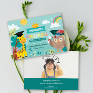 Animal Kid Preschool Photo Graduation Announcement