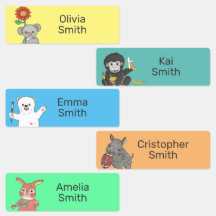 Animal Kids School Stuff Waterproof Name Labels