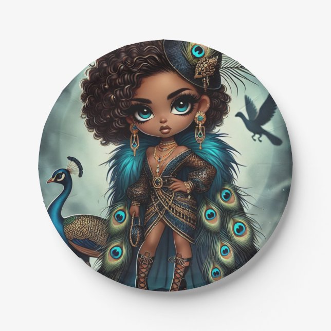 Animal Kingdom Couture Peacock Paper Plates (Front)