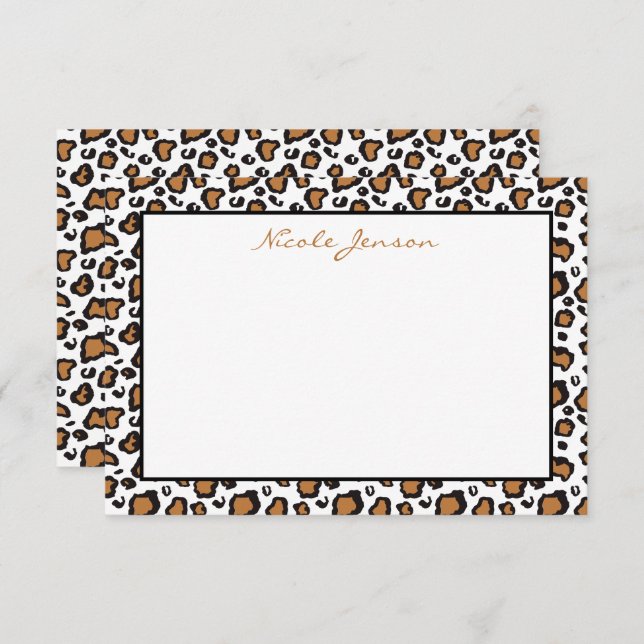 Animal Leopard Print Personalized Note Cards (Front/Back)