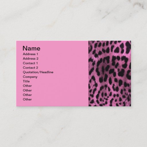 Customizable Animal leopard print - pink business card template