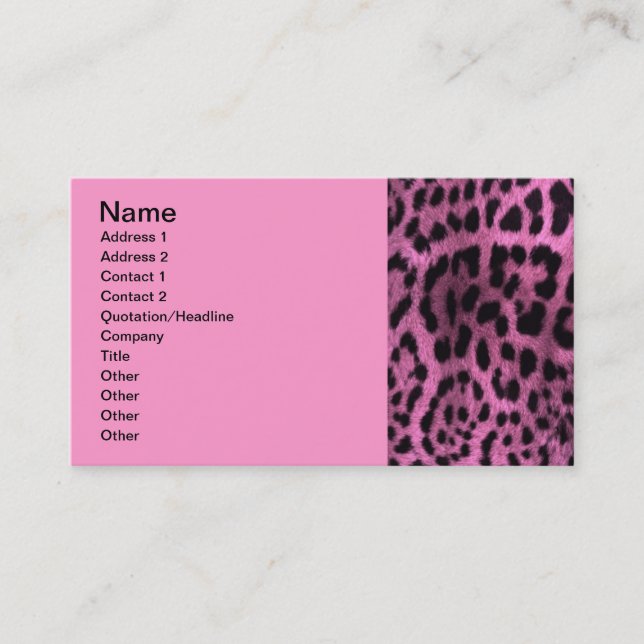 Animal leopard print - pink business card (Front)