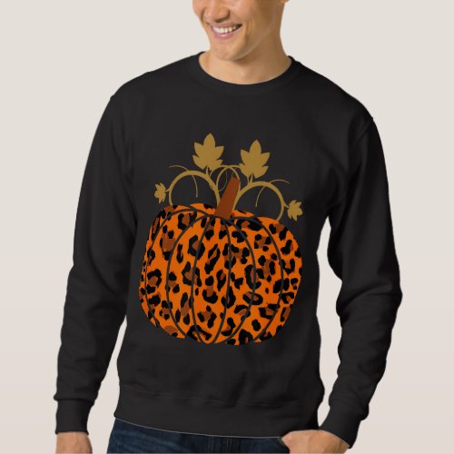 Animal Leopard Print Pumpkin Halloween Fall Autumn Sweatshirt