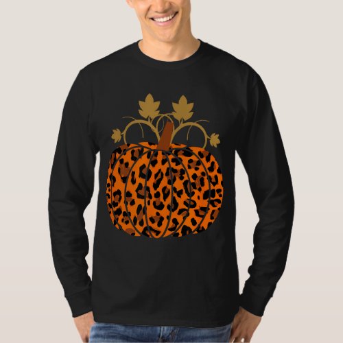 Animal Leopard Print Pumpkin Halloween Fall Autumn T_Shirt