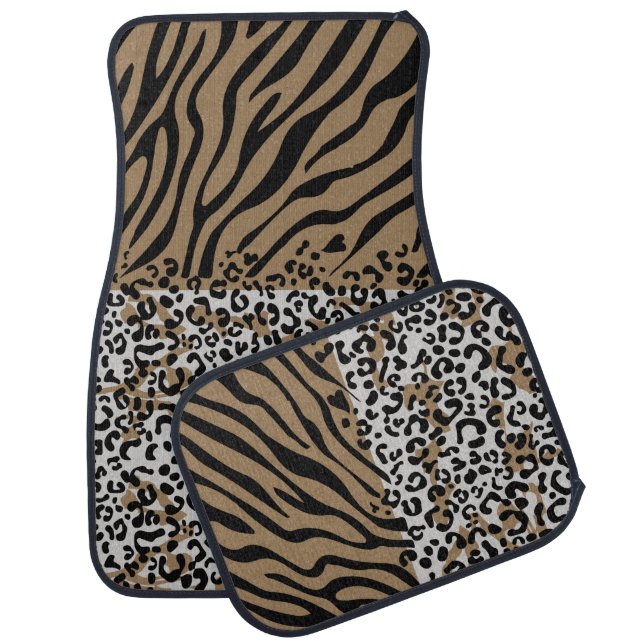 Animal leopard zebra pattern car floor mat (Set)