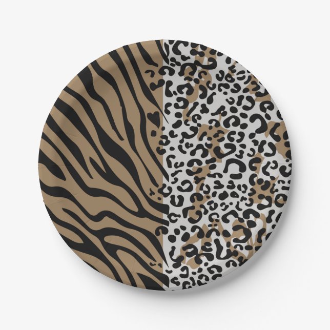 Animal leopard zebra pattern paper plates (Front)