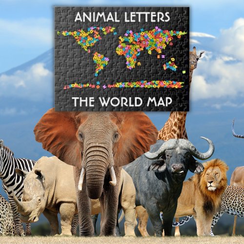 Animal Letters World Map Alphabet Jigsaw Puzzle