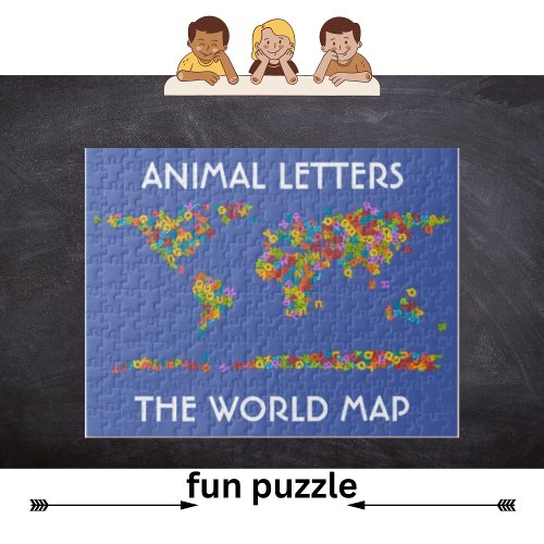 Animal Letters World Map Alphabet Jigsaw Puzzle