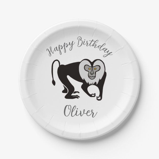 Animal -  Lion-tailed MACAQUE -Wildlife - Party Paper Plates (Front)
