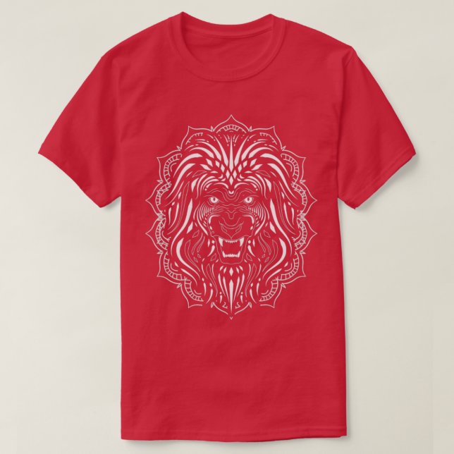 Animal Lover African Mandala Zoo Lion T-Shirt (Design Front)