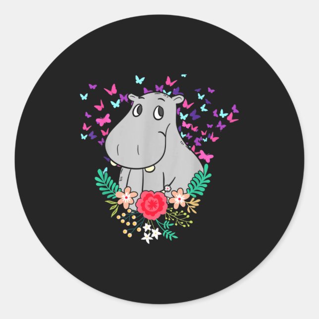 Animal Lover Butterfly Valentines Day Gift Flowers Classic Round Sticker (Front)