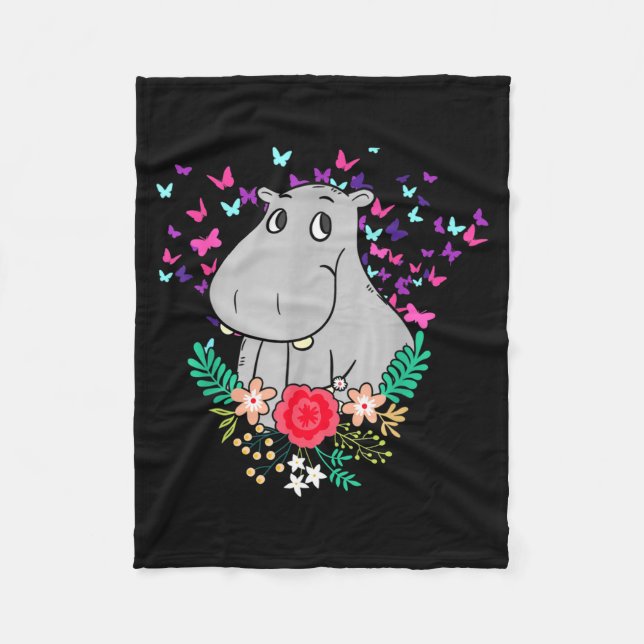 Animal Lover Butterfly Valentines Day Gift Flowers Fleece Blanket (Front)