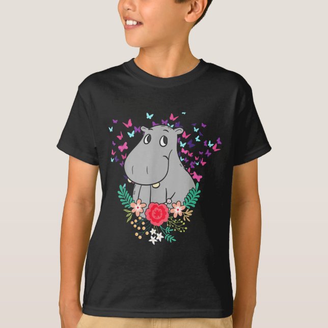 Animal Lover Butterfly Valentines Day Gift Flowers T-Shirt (Front)