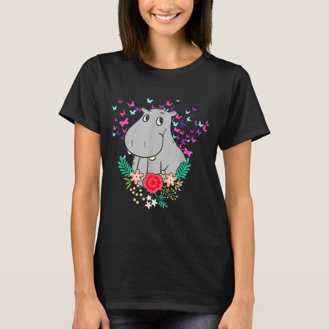 Animal Lover Butterfly Valentines Day Gift Flowers T-Shirt (Front)