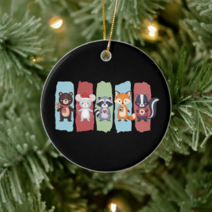 Animal Lover Christmas Raccoon Opossum Winter Ceramic Ornament