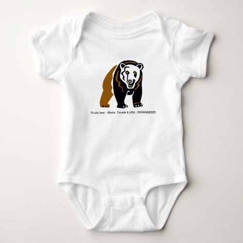 Animal lover _ Cute happy Grizzly bear _ Baby Bodysuit