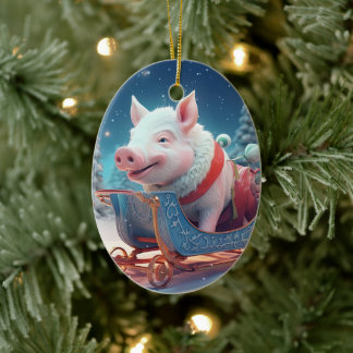 Animal Lover Gift, Farm Lover Gift, Cute Pig Ceramic Ornament