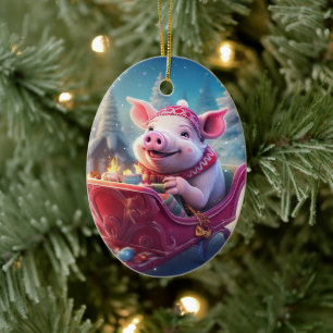 Animal Lover Gift, Farm Lover Gift, Cute Pig Ceramic Ornament