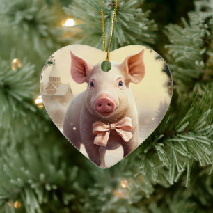 Animal Lover Gift, Farm Lover Gift, Cute Pig Ceramic Ornament
