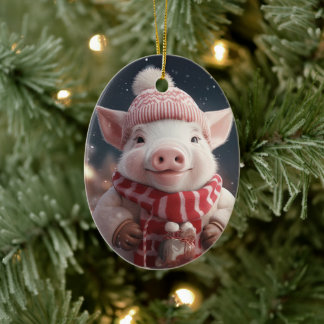 Animal Lover Gift, Farm Lover Gift, Cute Pig Ceramic Ornament