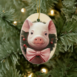 Animal Lover Gift, Farm Lover Gift, Cute Pig Ceramic Ornament