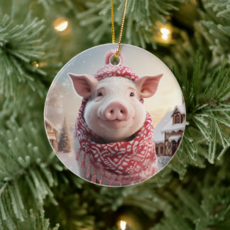 Animal Lover Gift, Farm Lover Gift, Cute Pig Ceramic Ornament