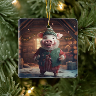 Animal Lover Gift, Farm Lover Gift, Cute Pig Ceramic Ornament