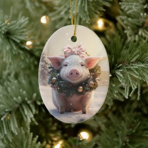 Animal Lover Gift, Farm Lover Gift, Cute Pig Ceramic Ornament