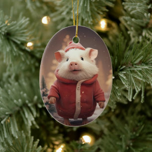 Animal Lover Gift, Farm Lover Gift, Cute Pig Ceramic Ornament