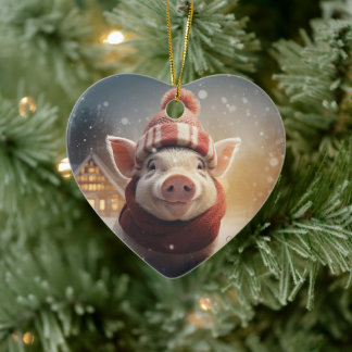 Animal Lover Gift, Farm Lover Gift, Cute Pig Ceramic Ornament