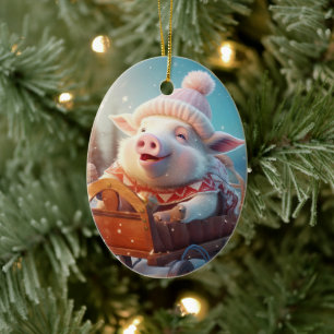 Animal Lover Gift, Farm Lover Gift, Cute Pig Ceramic Ornament