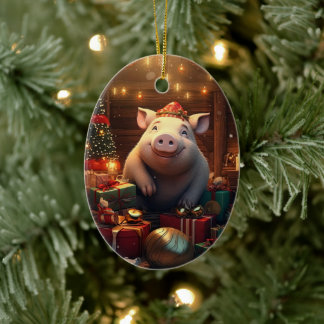 Animal Lover Gift, Farm Lover Gift, Cute Pig Ceramic Ornament