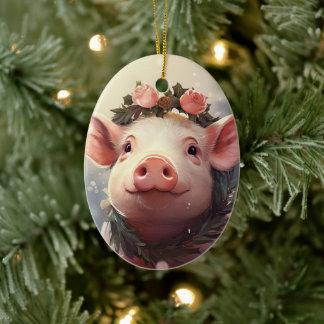 Animal Lover Gift, Farm Lover Gift, Cute Pig Ceramic Ornament