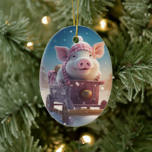 Animal Lover Gift, Farm Lover Gift, Cute Pig Ceramic Ornament