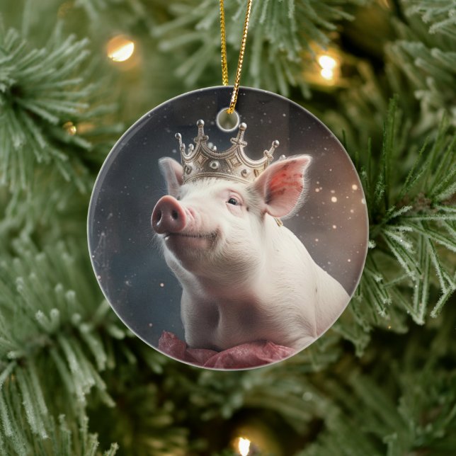 Animal Lover Gift, Farm Lover Gift, Cute Pig Ceramic Ornament (Tree)