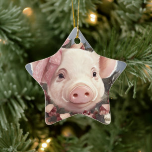 Animal Lover Gift, Farm Lover Gift, Cute Pig Ceramic Ornament