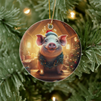 Animal Lover Gift, Farm Lover Gift, Cute Pig Ceramic Ornament