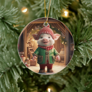 Animal Lover Gift, Farm Lover Gift, Cute Pig Ceramic Ornament