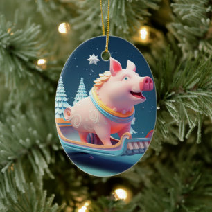 Animal Lover Gift, Farm Lover Gift, Cute Pig Ceramic Ornament