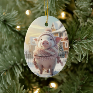 Animal Lover Gift, Farm Lover Gift, Cute Pig Ceramic Ornament