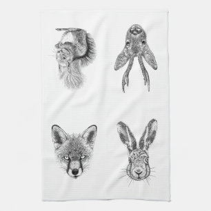 Animal Lover Gift Wildlife Drawing Kitchen Towel