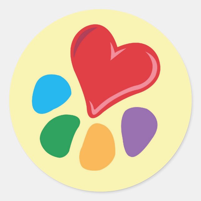 Animal Lover_Heart-Paw Classic Round Sticker (Front)