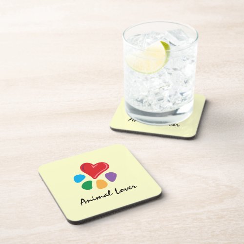 Animal Lover_Heart_Paw Drink Coaster