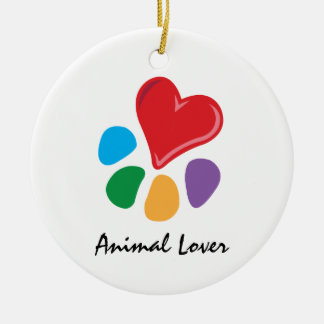 Animal Lover_Heart-Paw necklace Ceramic Ornament